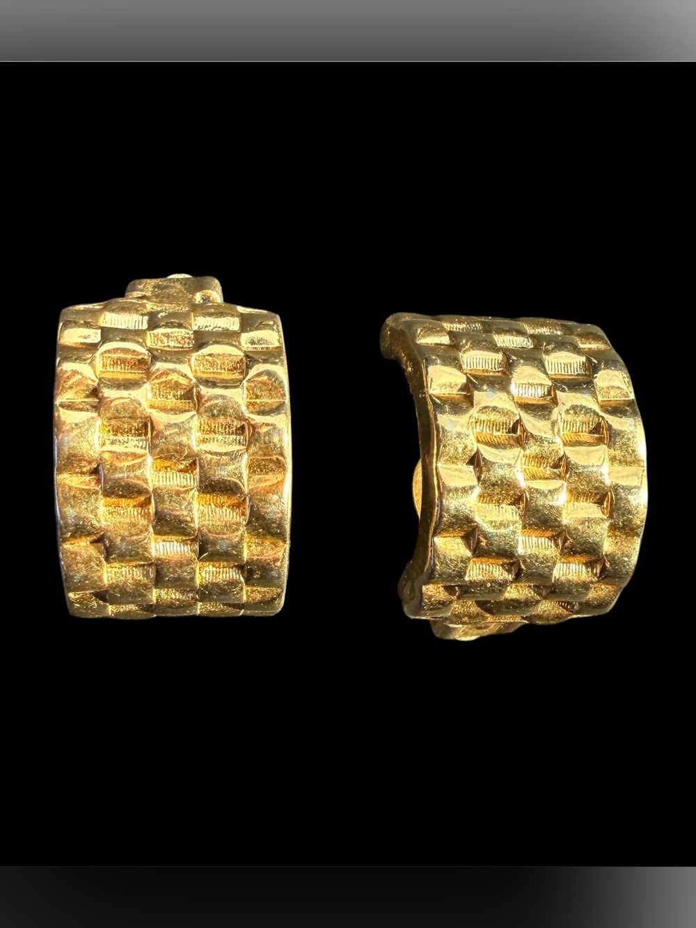 Vintage Givenchy gold-tone basket weave clip-on earrings